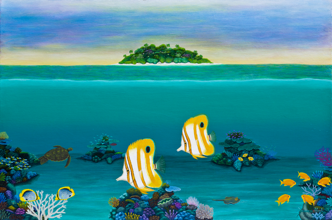 Colors Of The Tropics - Beaked Coral Fish swim in a tropical Colors Of The Tropics - Beaked Coral Fish swim in a tropical