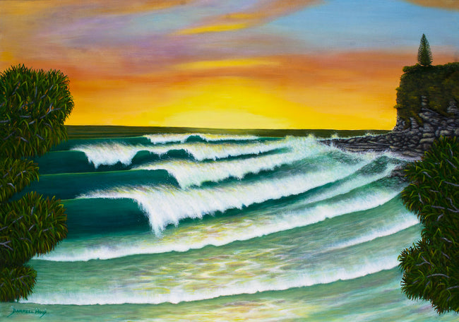 Moffat Beach Sunrise - Original Acrylic by Darrell Hook