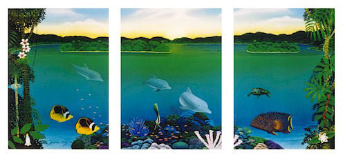 Sunrise In Paradise -  L/E Triptych Print by Darrell Hook