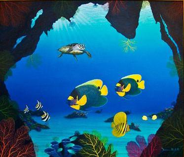 Angels Amongst Fan Corals - Original Painting by Darrell Hook