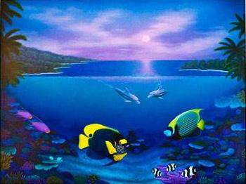 Moonlit Waters - Original Acrylic Canvas by Darrell Hook
