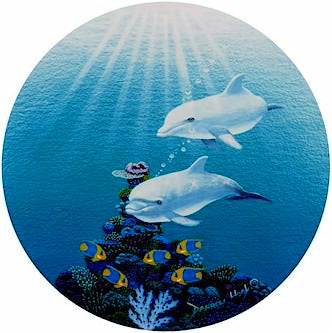 Dolphin Domain - Port Hole Print by Darrell Hook