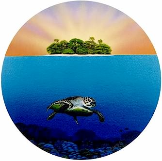 Turtle Sunrise - Port Hole Print by Darrell Hook